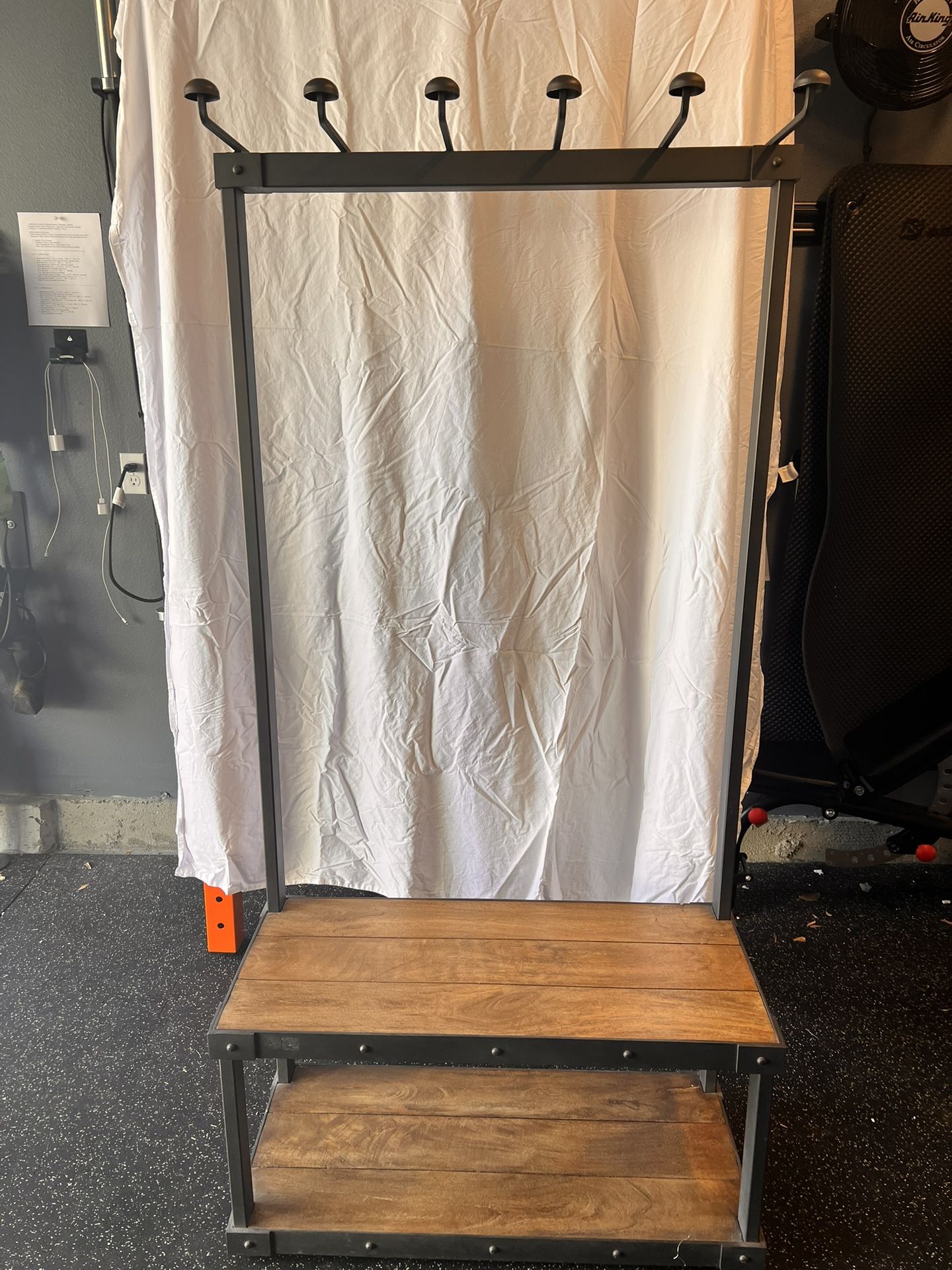 RH Industrial Coat Rack Bench – 3 ft (Iron + Solid Wood) Restoration Hardware Original $1395 Outlet $697