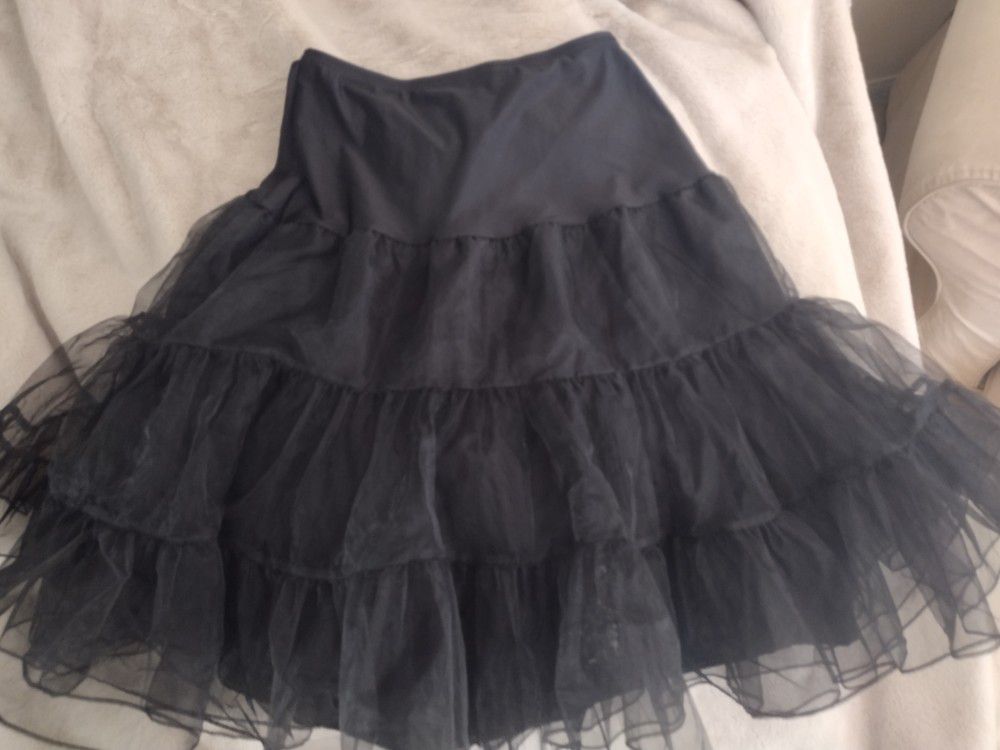 Black Tulle Skirt Layered 23" Long 