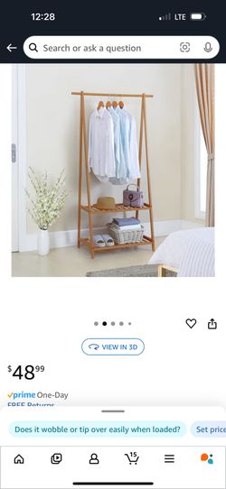 Bamboo Clothes Rack Portable Extra Large Garment Rack 2-Tire Storage Box Shelves For Entryway and Bed Room Patented Design