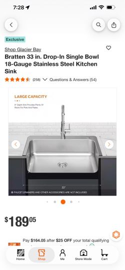 Glacier Bay Bratten 33 in. Stainless Steel Kitchen Sink