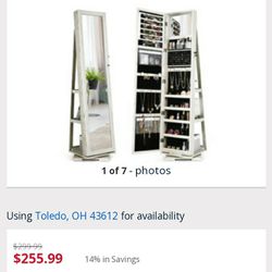 Costway 360° Rotatable Jewelry Cabinet/Organizer 