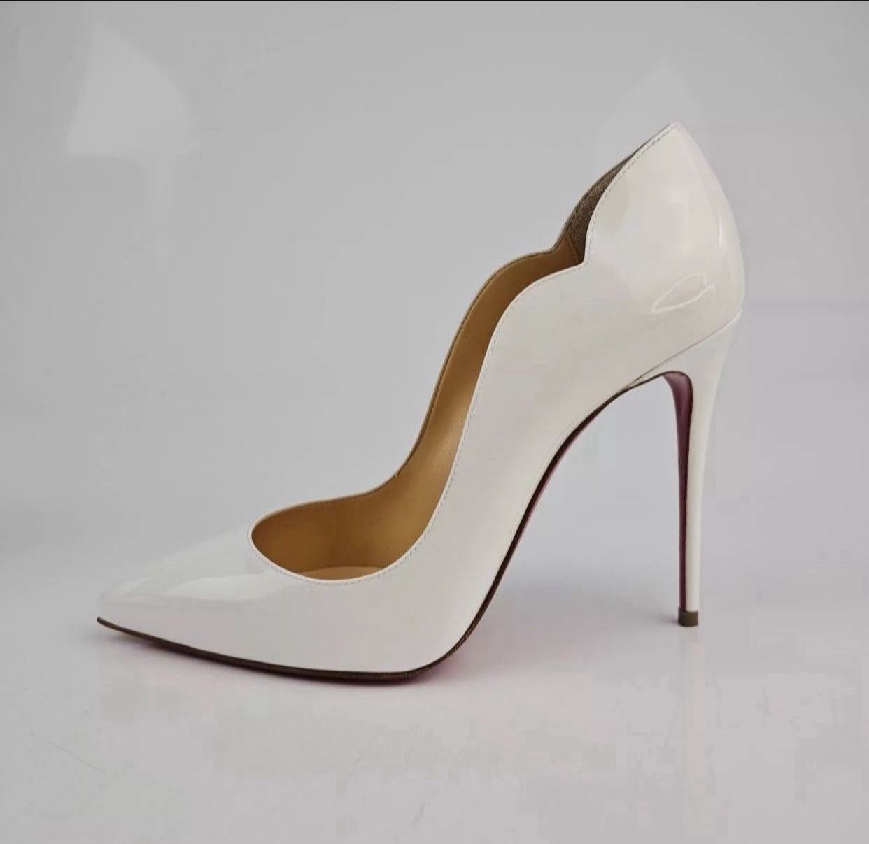 Christian Louboutin Hot Chick White Patent Leather 100MM Pumps New Size 36