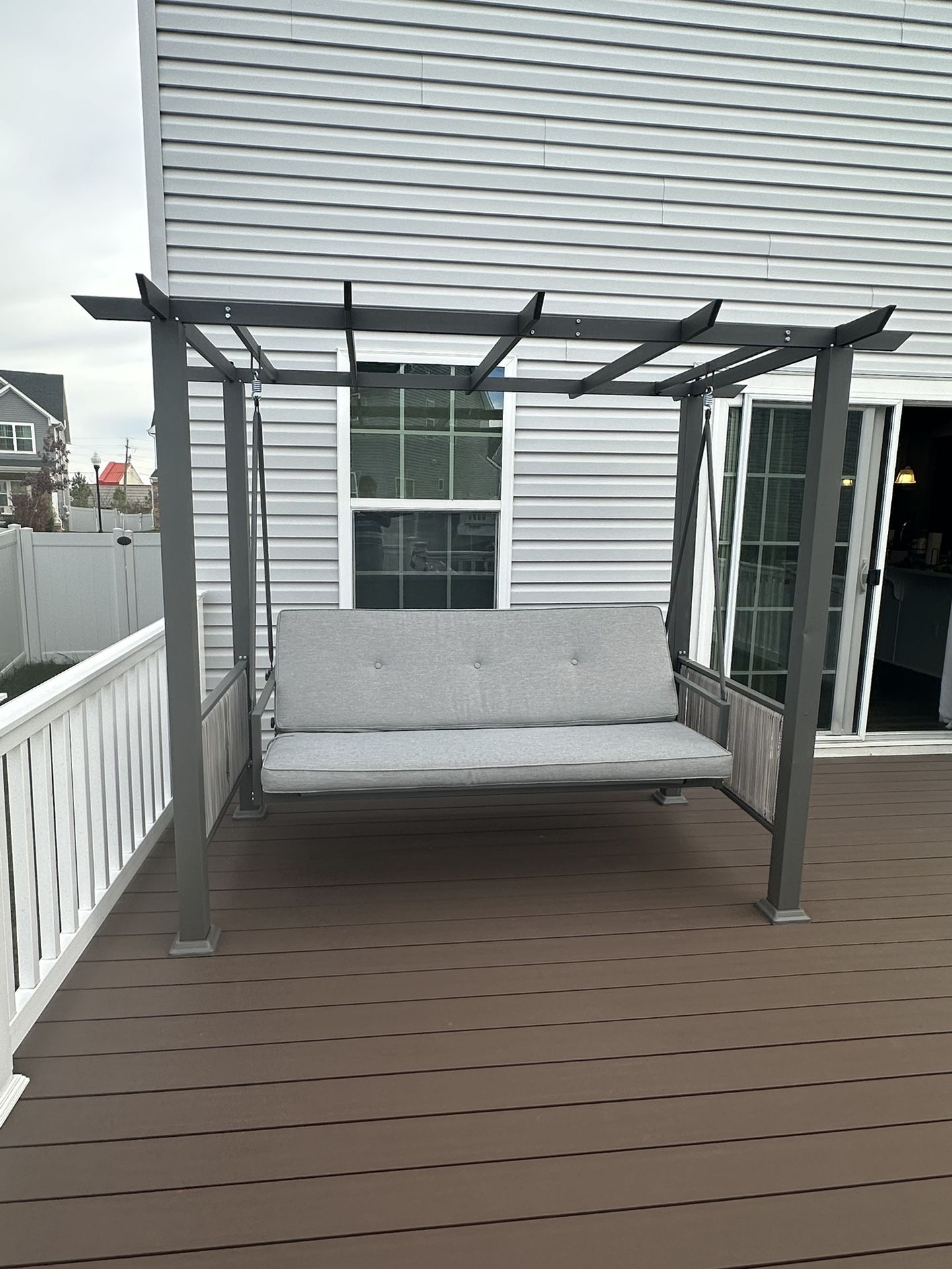 Patio Porch Gazebo Swing with Cushion, Curtain - Package Box Available