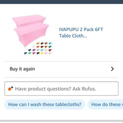 Spandex table cloths 6 foot pink. Two pieces.