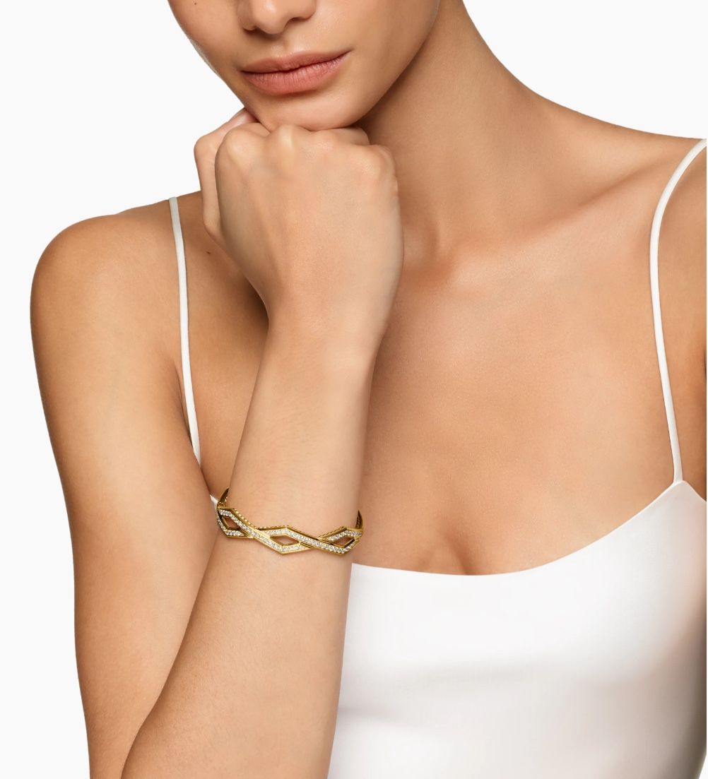 David Yurman 18K Yellow Gold with Diamonds 13mm