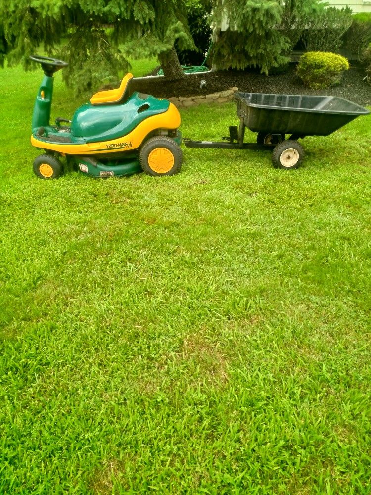 Yardman Yard bug Riding Lawn Mower With Cart