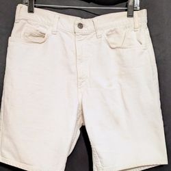 LEVIS Woman's White Jean Shorts Classic Denim 32" Waist No Size Tag 