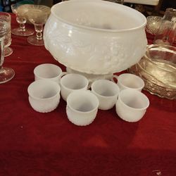 MILK GLASS  PUNCH BOWL 