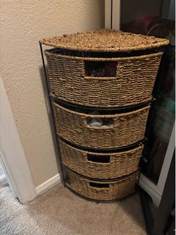Corner wicker drawers