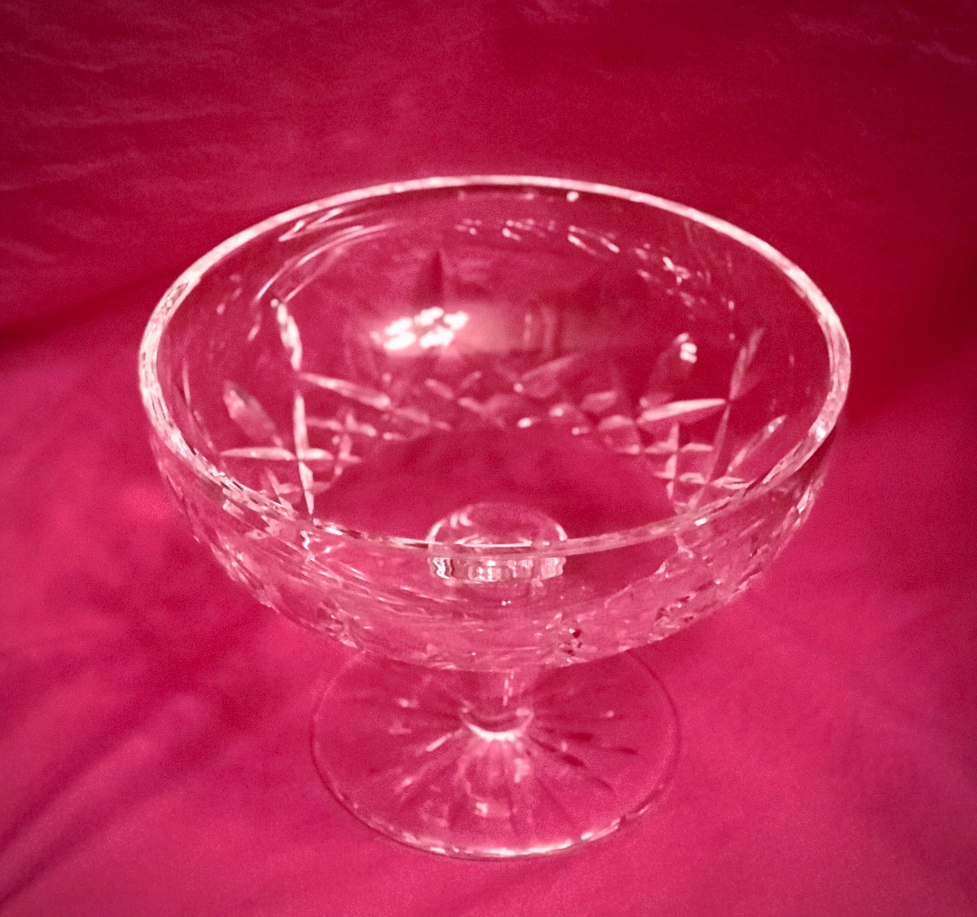 WATERFORD CRYSTAL LISMORE PATTERN STEMMED COMPOTE PEDESTAL BOWL CANDY DISH SIGN