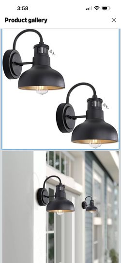 7in Dome Motion Sensor Outdoor Barn Light Wall Mount Dusk to Dawn Exterior Small Gooseneck Lightinging Fixture Black Garage Gooseneck Porch Wall Sconc