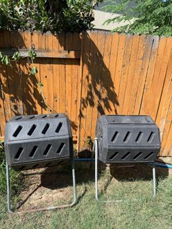 Outdoor 37-Gallon Dual-Chamber Tumbling Composters
