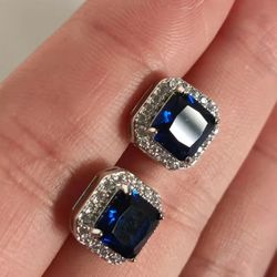 Navy Blue CZ Ear Studs 