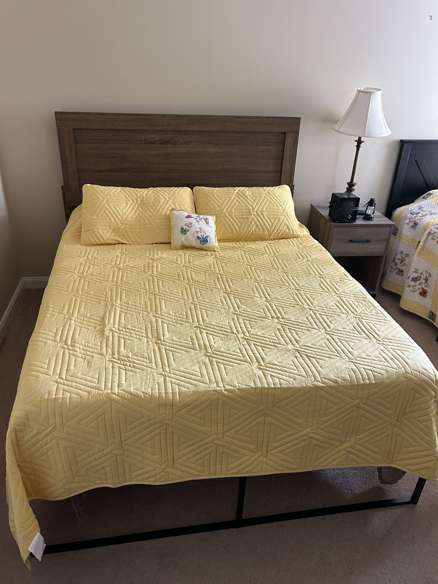 Queen Size Mattress, Bed frame And Headboard
