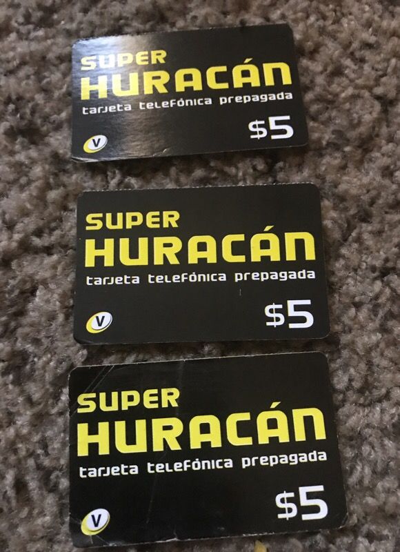 Calling card; phone cards $5 each Huracan