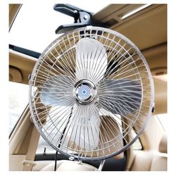 $10-10 inch Metal Fans Clip Fan Clamp on Cooling Fan 12 Volt DC 10inch | 360° Adjustment 90° Rotation Oscillating Car 12v Cigarette Lighter Golf Cart 
