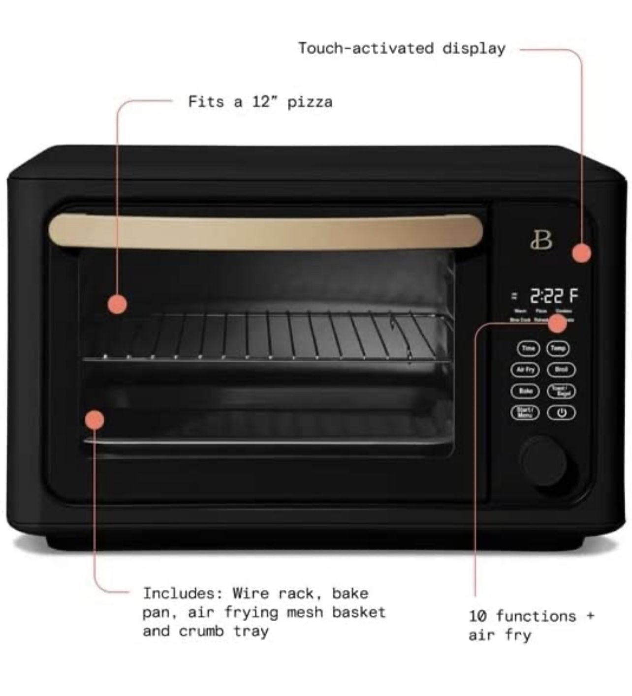 Drew Barrymore 6 Slice Air Fryer Toaster Oven (damaged box, New) for