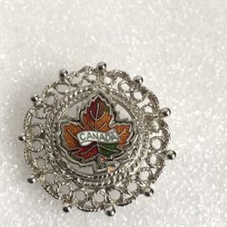 CANADA SILVER TONE BROOCH