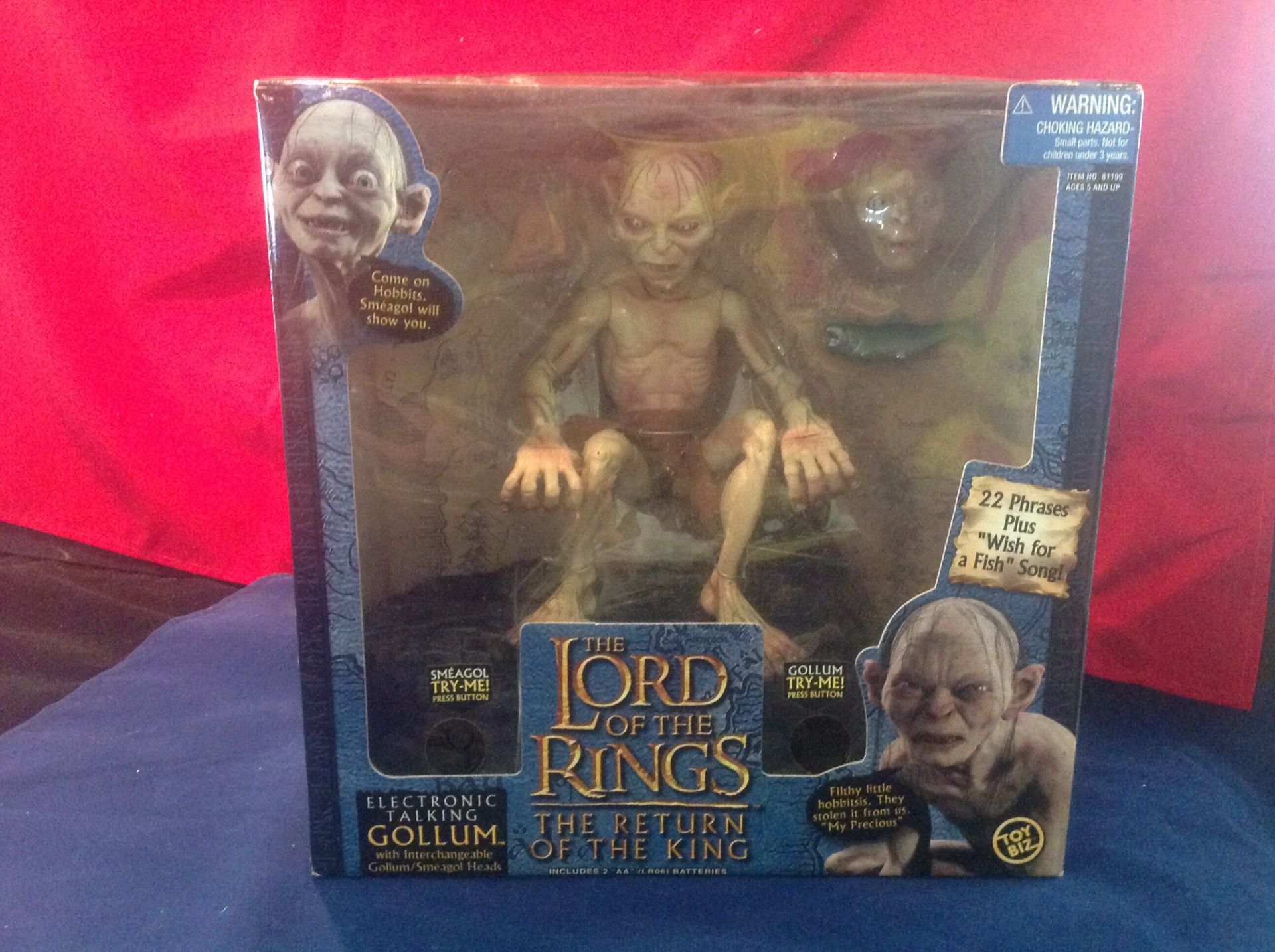 Lord Of The Rings Vintage Electronic Talking Gollum, Smeagol Lg. Figure Return Of The King Toy Biz New Boxed