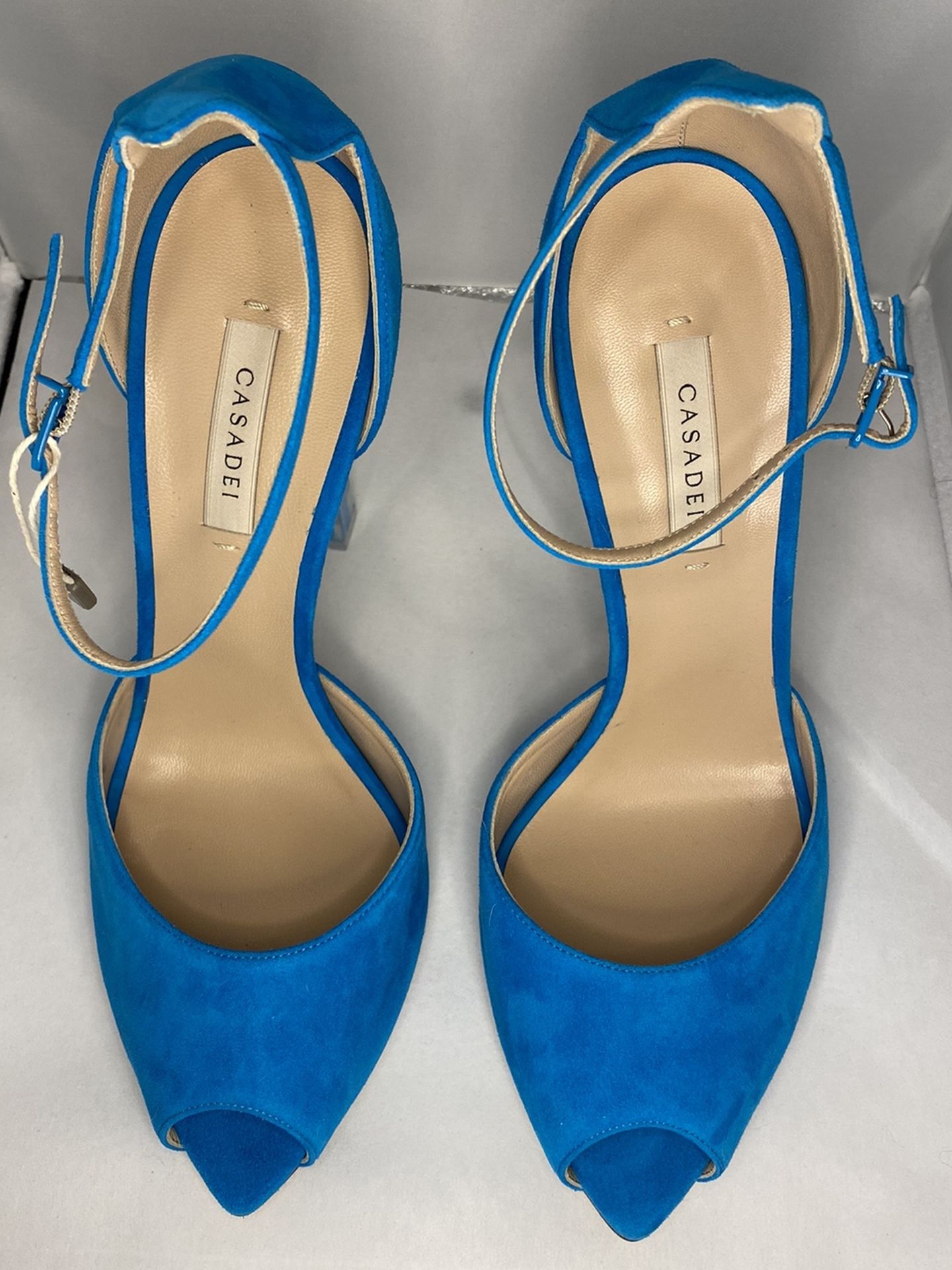Authentic Casadei Sandals in Turquoise color New with box, dust bag and a pair of heel tips