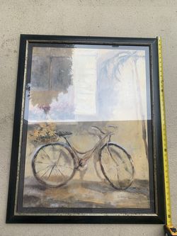 Dominguez Courtyard Bicycle Framed Wall Art 30x38