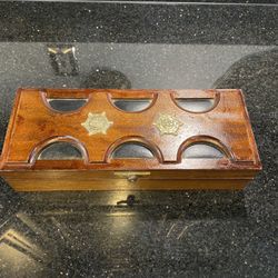 Vintage Japanese Hand Made Walnut Wooden Jewelry Box Nautical 4.75Wx12Lx2.5H