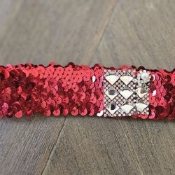Red Sequence Silver Detailing Prom Wedding Garter 