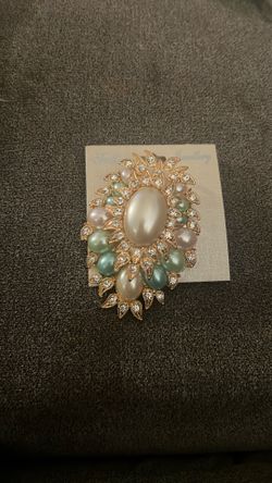 Pearl And Turquoise Brooch