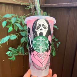 Ghost Face “No You Hang Up” Starbucks Cold Cup, Starbucks Cold Cup 24oz, Valentines Gift, Scream Reusable Cup, Cold Drink Reusable Cup, Horror Film 