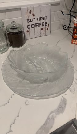 Glass platter and bowl