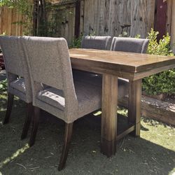 Extendable Dining Table with 4 Upholstered Chairs– Extends to Seat 8!
