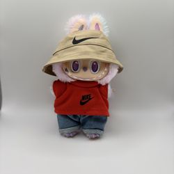 Toy Labubu Doll Outfit – Nike Bucket Hat, Tee & Jeans (Doll Not Included) Toys