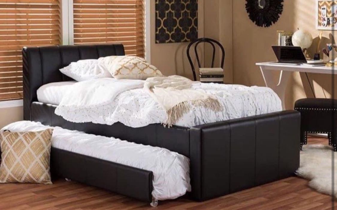 New Twin Size Black Trundle Bed
