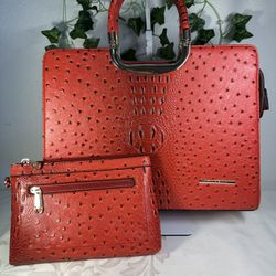 Dasein Red Ostrich Crossbody/Handbag