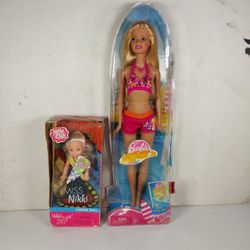 Mattel 2009 Barbie in A Mermaid Tale Water Play Fun Doll & 2001 Barbie Doll Kelly Club Miss Nikki Career Day