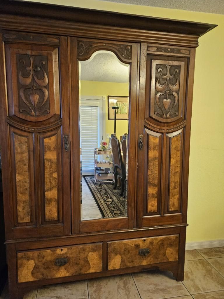 Antique Mahogany Armoire Dresser