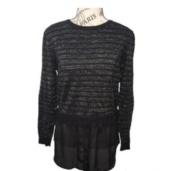 Apt 9 Black And Gold Shimmer Metallic With Layered Sweater Size Medium