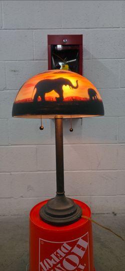 Hand-Painted Elephant Safari Glass Dome Table Lamp