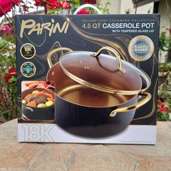 PARANI 4.5 QT CASSEROLE POT with Tempered Glass Lid