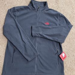NORTH FACE / Full-Zip Fleece Sweatshirt w/ Zipper Pockets / Men’s X-Large XL / Brand New w/ Tags!! / Grey & Red