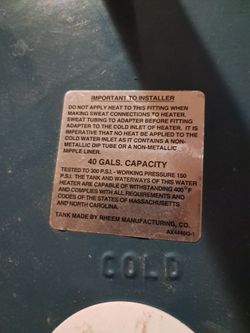 40 gallon Electric water heater