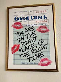 Guest Check Quote Wall Art in Gold Frame