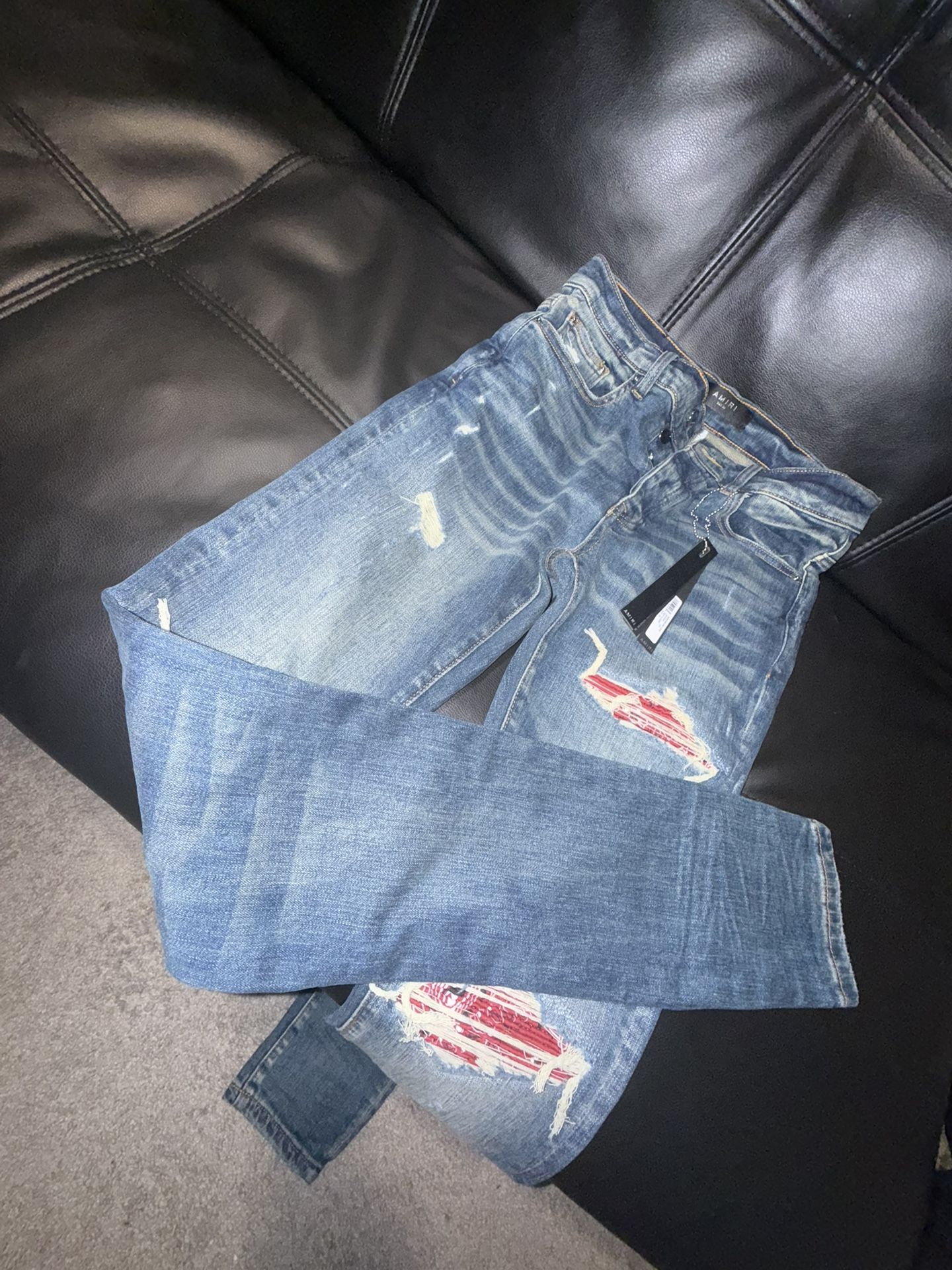 Red Bandana Amiri Jeans