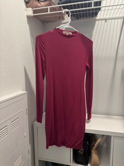 Burgundy Long Sleeve Mock Neck Mini Dress