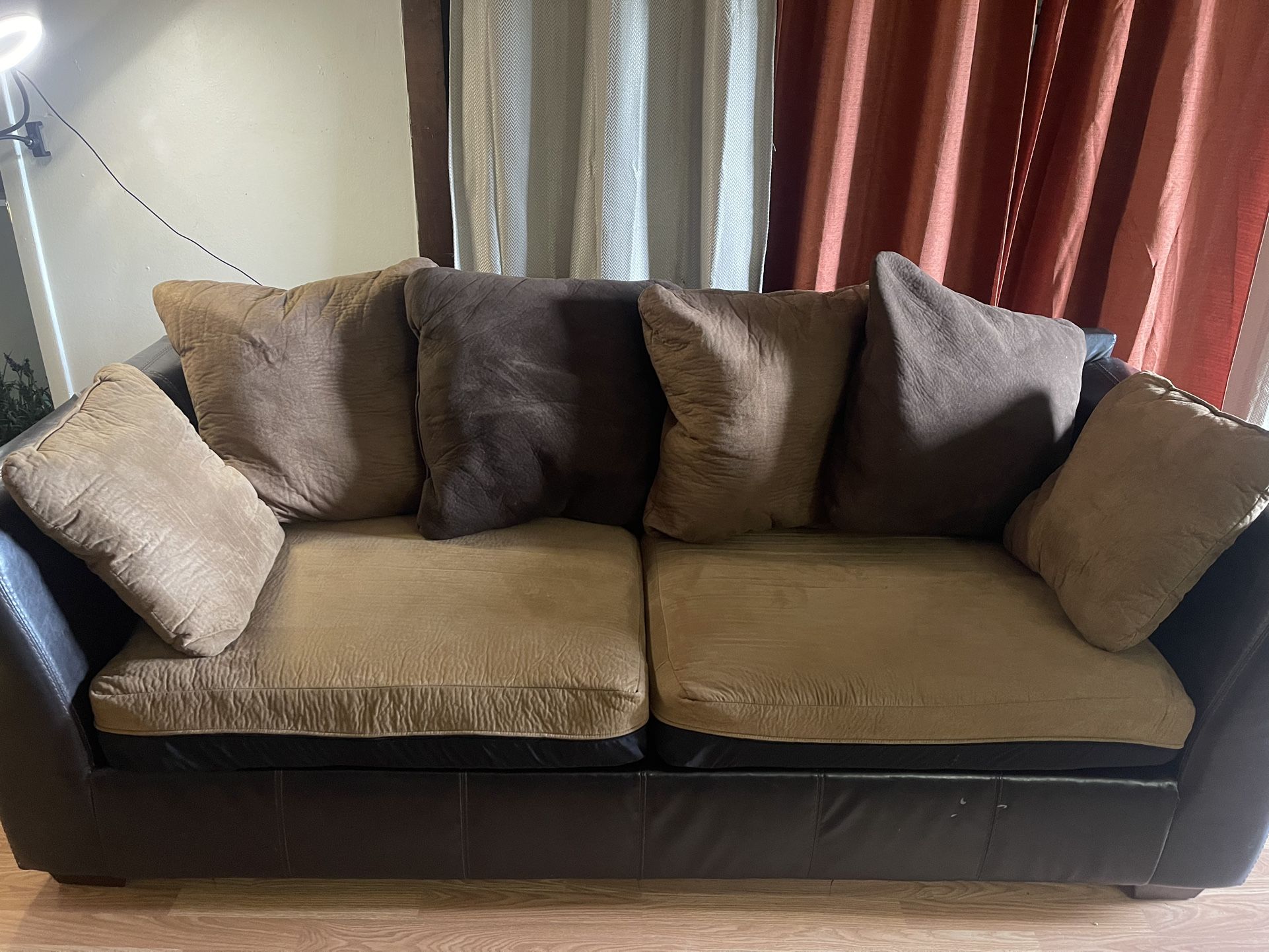 Comfy Leather Two-Tone Couch – $100(or best offer)