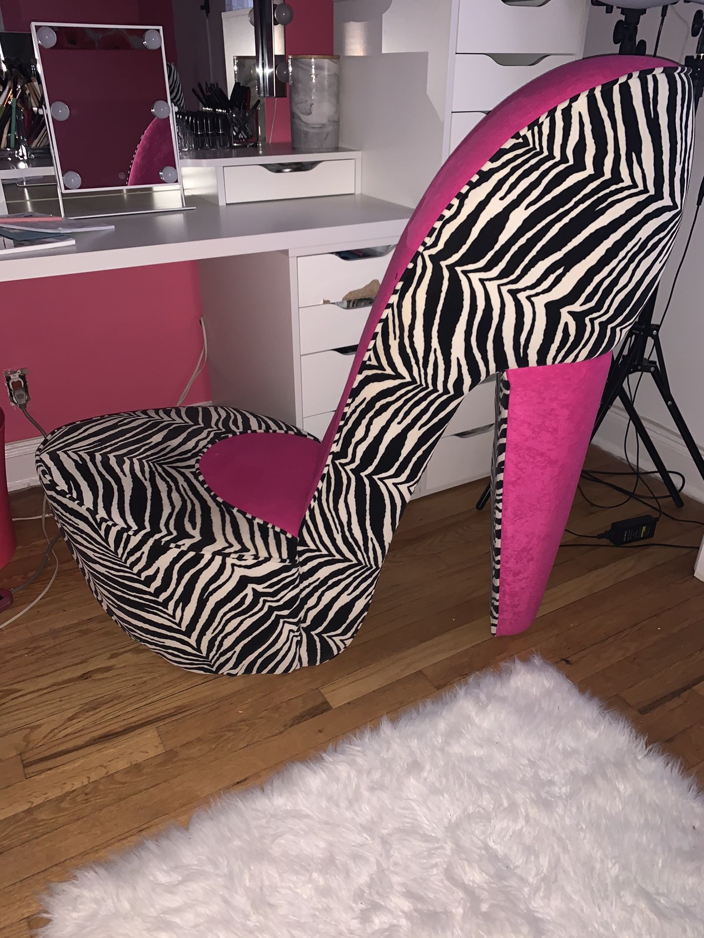 Hot Pink Zebra High Heel Chair (OBO) for Sale in Franklin Square, NY