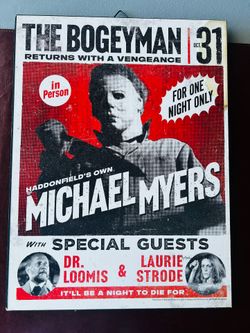Michael Myers wooden sign
