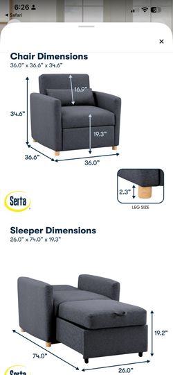 Serta Cooper 36 Convertible Accent Chair