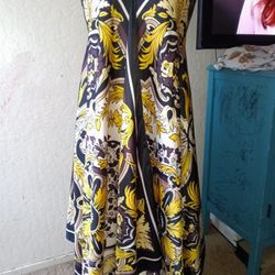 BOSTON PROPER Gorgeous Black & Yellow Wrap Dress