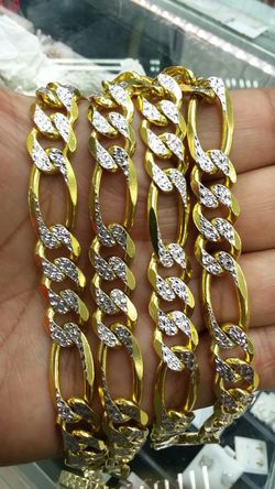 14k Gold Figaro link Diamond cut 121.8 grams 26 inch long 11 mm